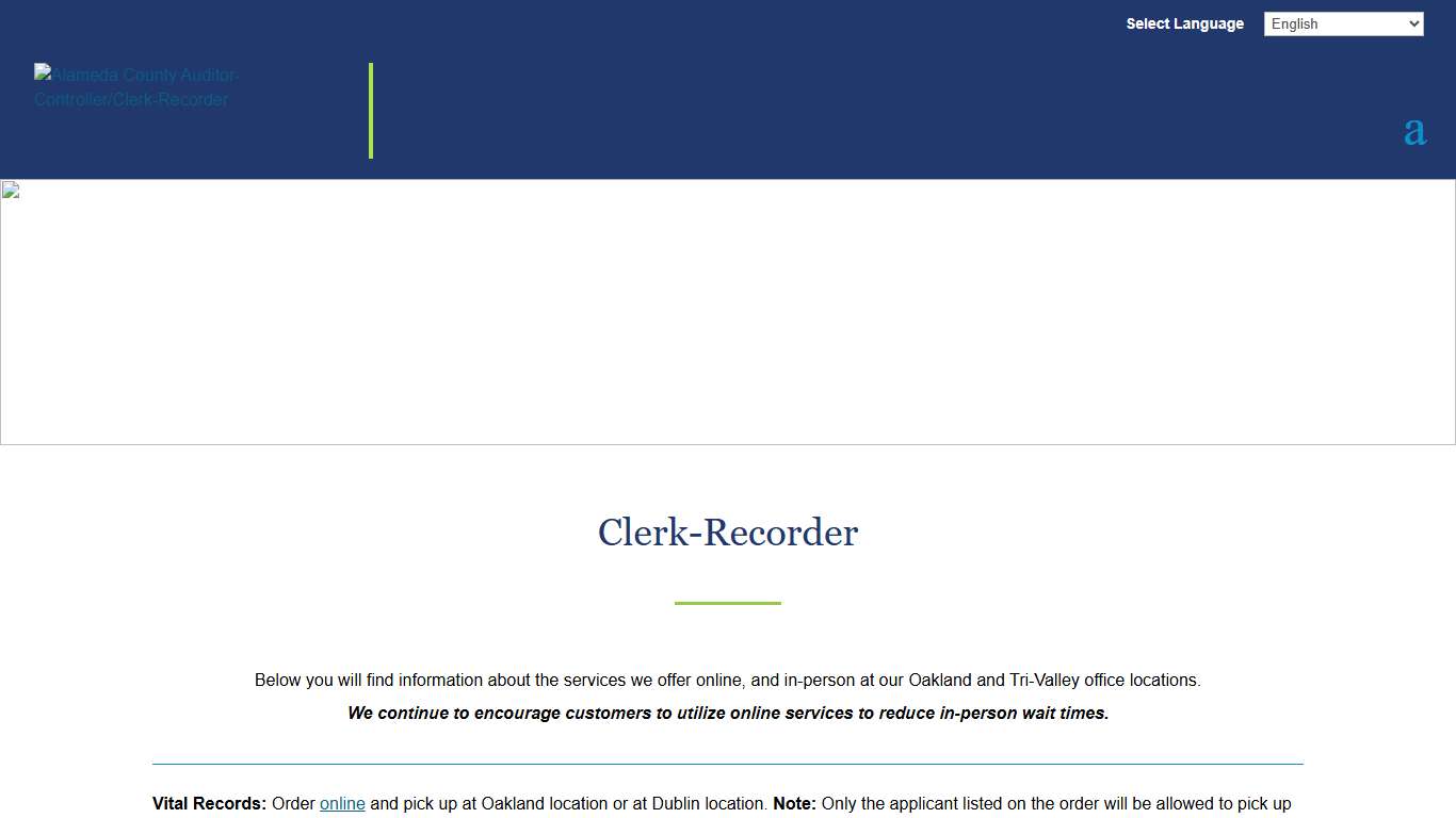 Clerk-Recorder Alameda County Alameda County Auditor-Controller/Clerk-Recorder